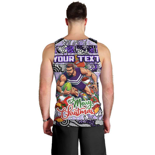 Custom Freo Rugby Merry Christmas Men Tank Top Indigenous Australian Art