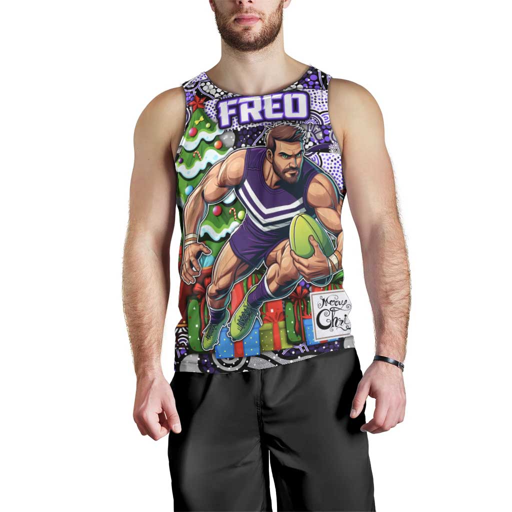 Custom Freo Rugby Merry Christmas Men Tank Top Indigenous Australian Art