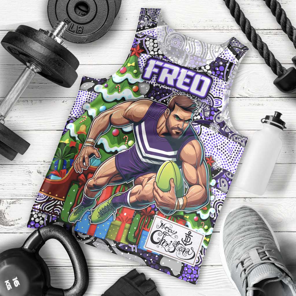 Custom Freo Rugby Merry Christmas Men Tank Top Indigenous Australian Art