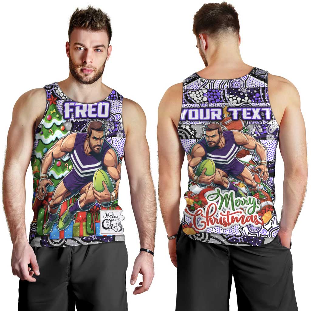 Custom Freo Rugby Merry Christmas Men Tank Top Indigenous Australian Art
