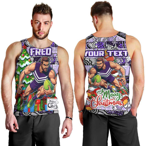 Custom Freo Rugby Merry Christmas Men Tank Top Indigenous Australian Art