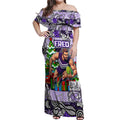 Custom Freo Rugby Merry Christmas Off Shoulder Maxi Dress Indigenous Australian Art