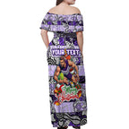 Custom Freo Rugby Merry Christmas Off Shoulder Maxi Dress Indigenous Australian Art