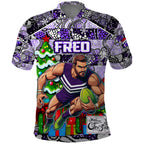 Custom Freo Rugby Merry Christmas Polo Shirt Indigenous Australian Art
