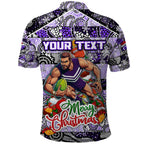 Custom Freo Rugby Merry Christmas Polo Shirt Indigenous Australian Art