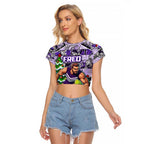 Custom Freo Rugby Merry Christmas Raglan Cropped T Shirt Indigenous Australian Art