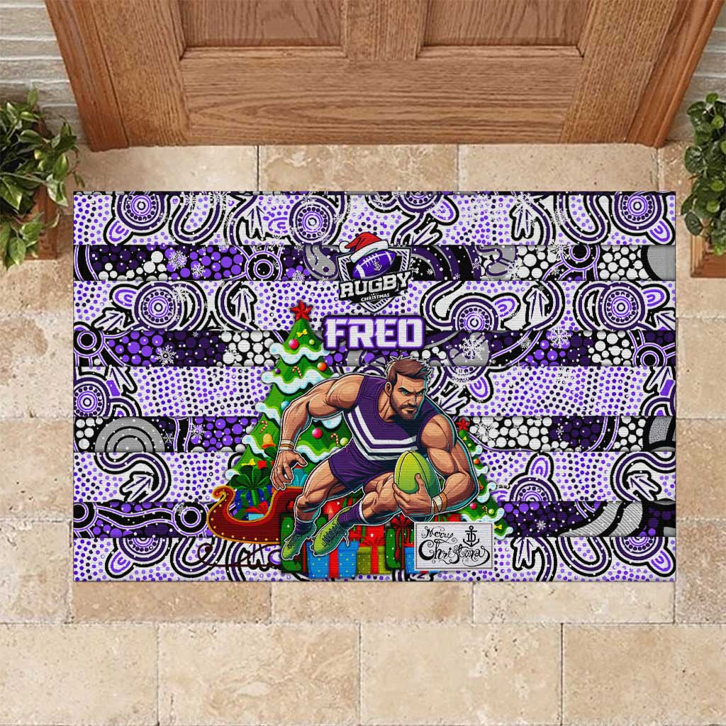 Freo Football Merry Christmas Rubber Doormat Indigenous Australian Art