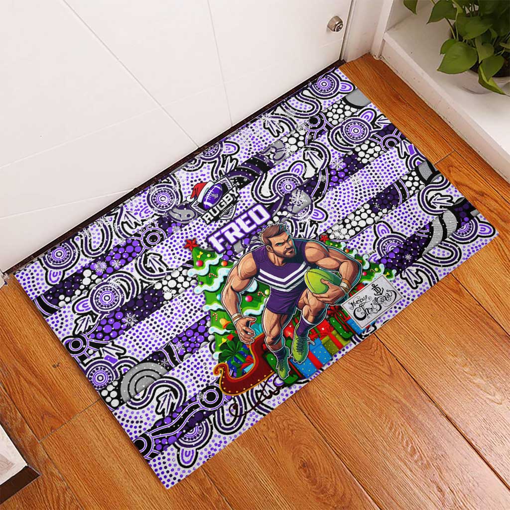 Freo Football Merry Christmas Rubber Doormat Indigenous Australian Art