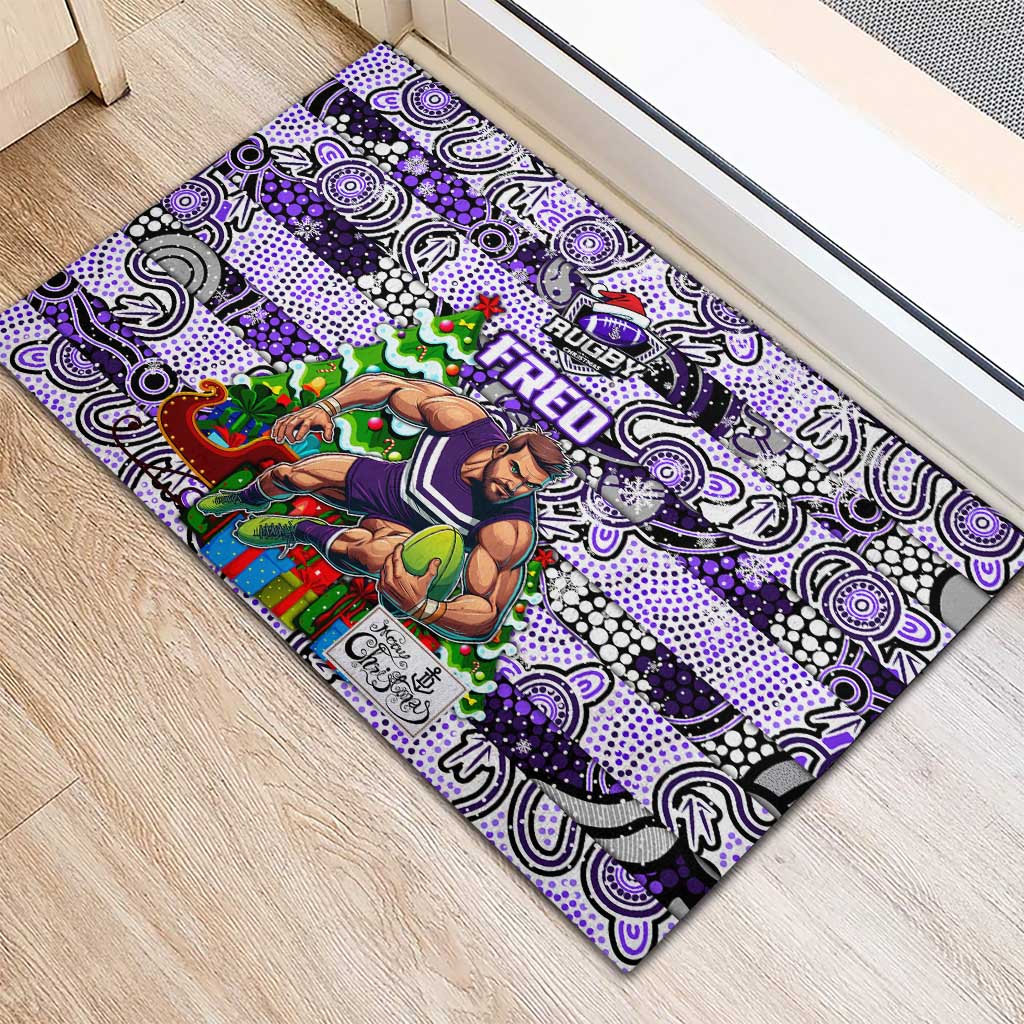 Freo Football Merry Christmas Rubber Doormat Indigenous Australian Art