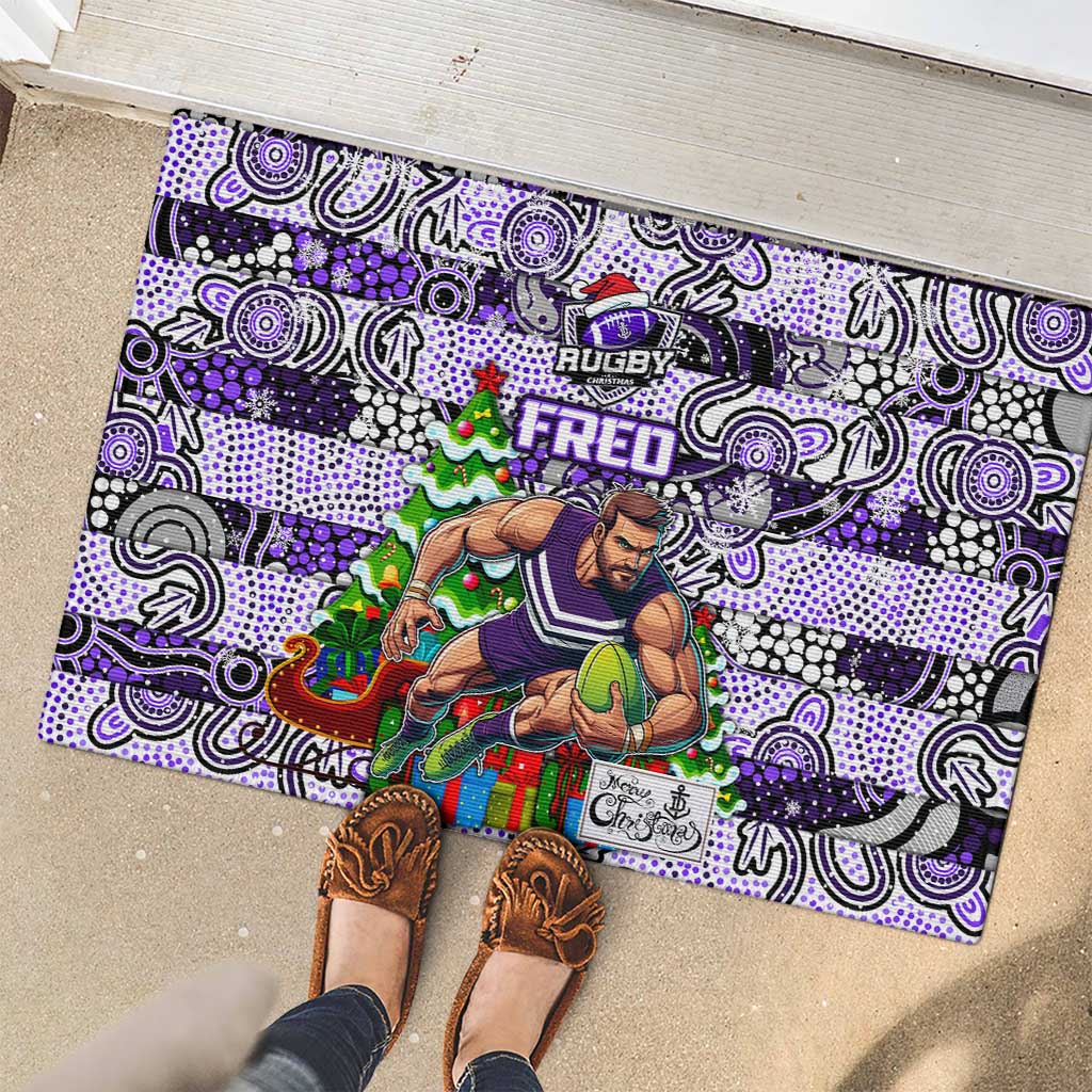 Freo Football Merry Christmas Rubber Doormat Indigenous Australian Art