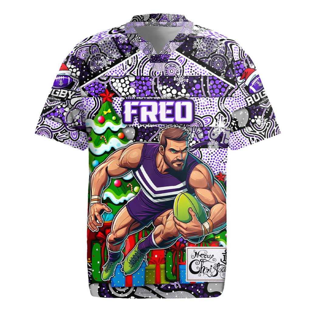 Custom Freo Rugby Merry Christmas Rugby Jersey Indigenous Australian Art