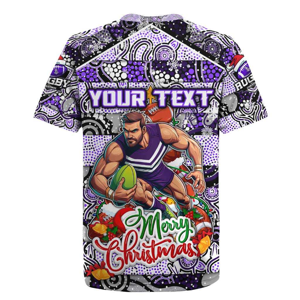 Custom Freo Rugby Merry Christmas Rugby Jersey Indigenous Australian Art