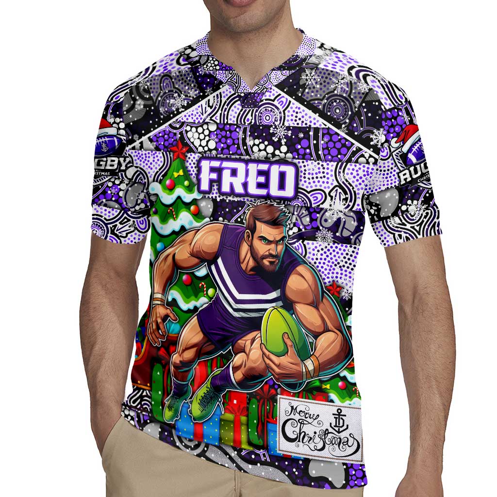 Custom Freo Rugby Merry Christmas Rugby Jersey Indigenous Australian Art