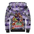 Custom Freo Rugby Merry Christmas Sherpa Hoodie Indigenous Australian Art