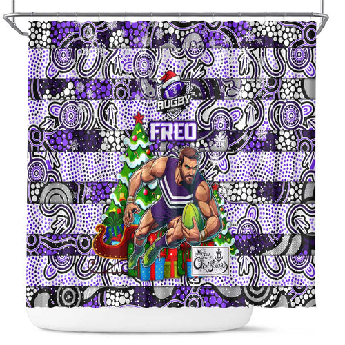Freo Football Merry Christmas Shower Curtain Indigenous Australian Art