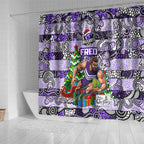 Freo Football Merry Christmas Shower Curtain Indigenous Australian Art