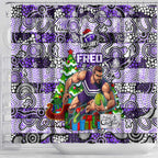 Freo Football Merry Christmas Shower Curtain Indigenous Australian Art