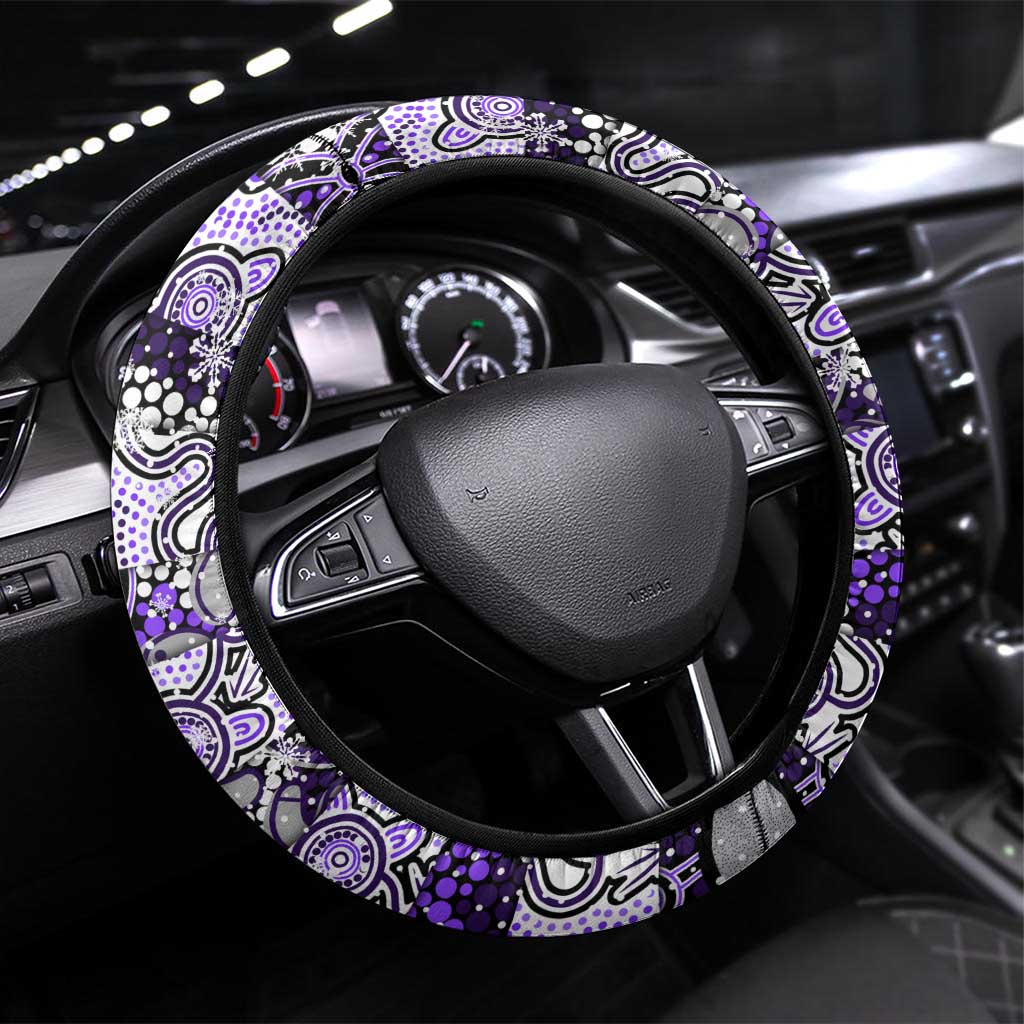 Freo Football Merry Christmas Steering Wheel Cover Indigenous Australian Art