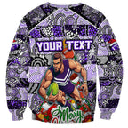 Custom Freo Rugby Merry Christmas Sweatshirt Indigenous Australian Art