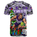 Custom Freo Rugby Merry Christmas T Shirt Indigenous Australian Art