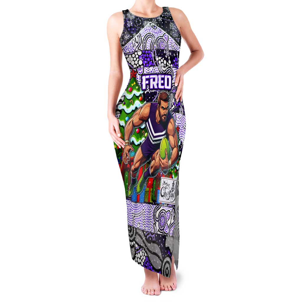 Custom Freo Rugby Merry Christmas Tank Maxi Dress Indigenous Australian Art