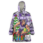 Custom Freo Rugby Merry Christmas Wearable Blanket Hoodie Indigenous Australian Art