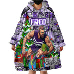 Custom Freo Rugby Merry Christmas Wearable Blanket Hoodie Indigenous Australian Art