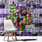 Freo Football Merry Christmas Window Curtain Indigenous Australian Art