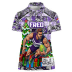 Custom Freo Rugby Merry Christmas Women Polo Shirt Indigenous Australian Art
