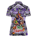 Custom Freo Rugby Merry Christmas Women Polo Shirt Indigenous Australian Art