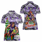 Custom Freo Rugby Merry Christmas Women Polo Shirt Indigenous Australian Art