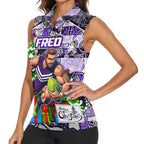 Custom Freo Rugby Merry Christmas Women Sleeveless Polo Shirt Indigenous Australian Art