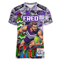 Custom Freo Rugby Merry Christmas Women V-Neck T-Shirt Indigenous Australian Art