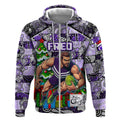 Custom Freo Rugby Merry Christmas Zip Hoodie Indigenous Australian Art