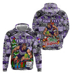 Custom Freo Rugby Merry Christmas Zip Hoodie Indigenous Australian Art
