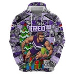 Custom Freo Rugby Merry Christmas Zip Hoodie Indigenous Australian Art