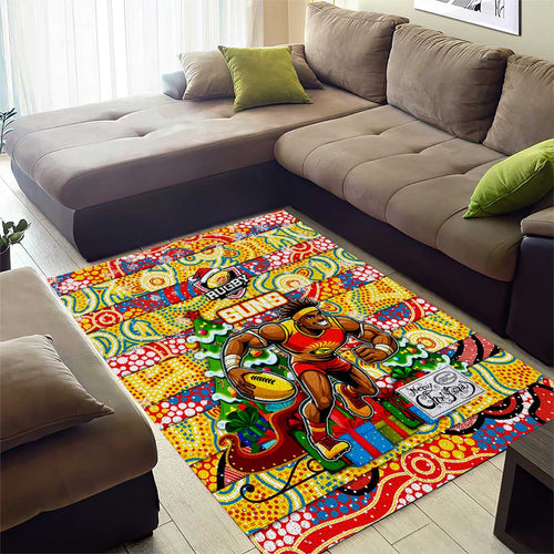 Suns Football Merry Christmas Area Rug Indigenous Australian Art