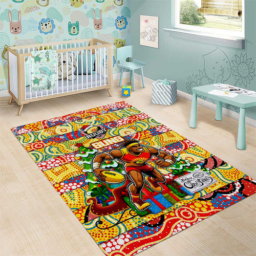 Suns Football Merry Christmas Area Rug Indigenous Australian Art