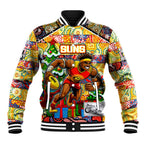 Custom Suns Rugby Merry Christmas Baseball Jacket Indigenous Australian Art