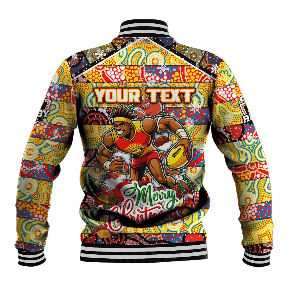 Custom Suns Rugby Merry Christmas Baseball Jacket Indigenous Australian Art