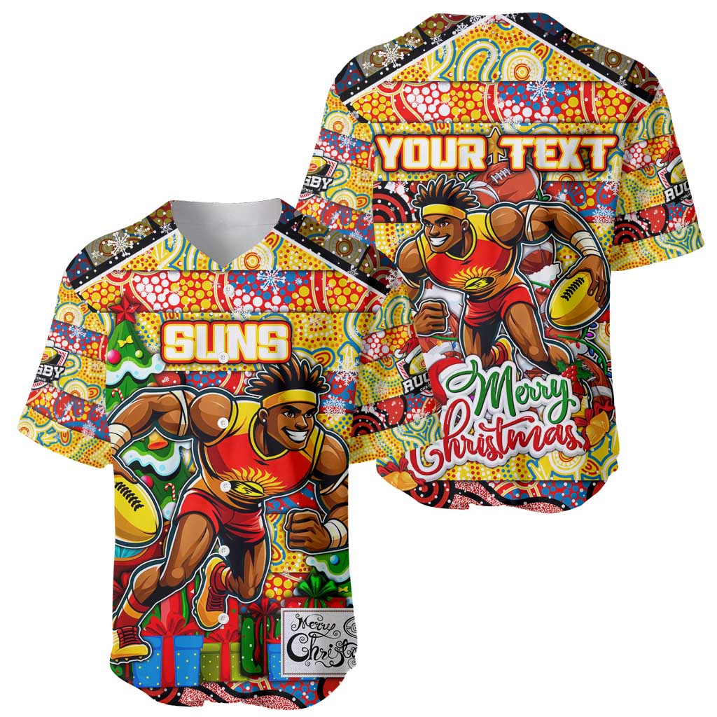 Custom Suns Rugby Merry Christmas Baseball Jersey Indigenous Australian Art