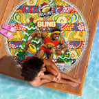 Suns Football Merry Christmas Beach Blanket Indigenous Australian Art