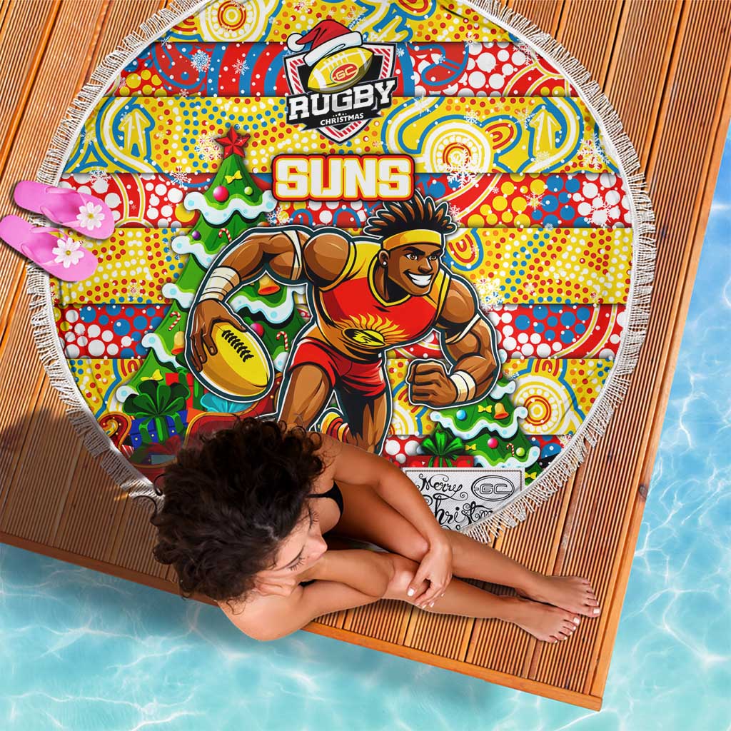 Suns Football Merry Christmas Beach Blanket Indigenous Australian Art