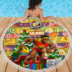 Suns Football Merry Christmas Beach Blanket Indigenous Australian Art