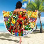 Suns Football Merry Christmas Beach Blanket Indigenous Australian Art