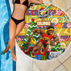 Suns Football Merry Christmas Beach Blanket Indigenous Australian Art