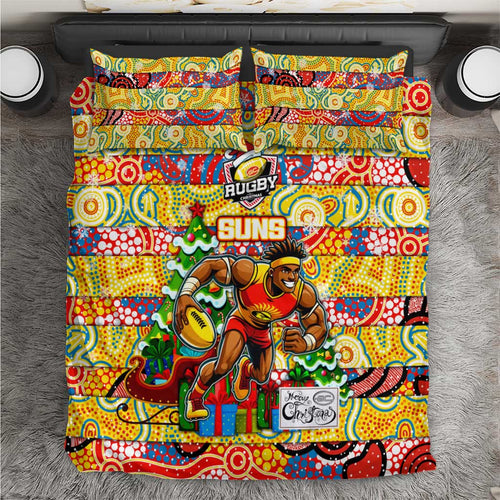 Suns Football Merry Christmas Bedding Set Indigenous Australian Art
