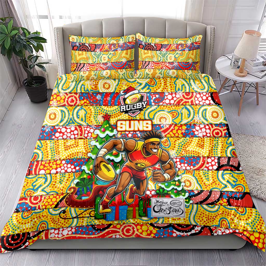 Suns Football Merry Christmas Bedding Set Indigenous Australian Art