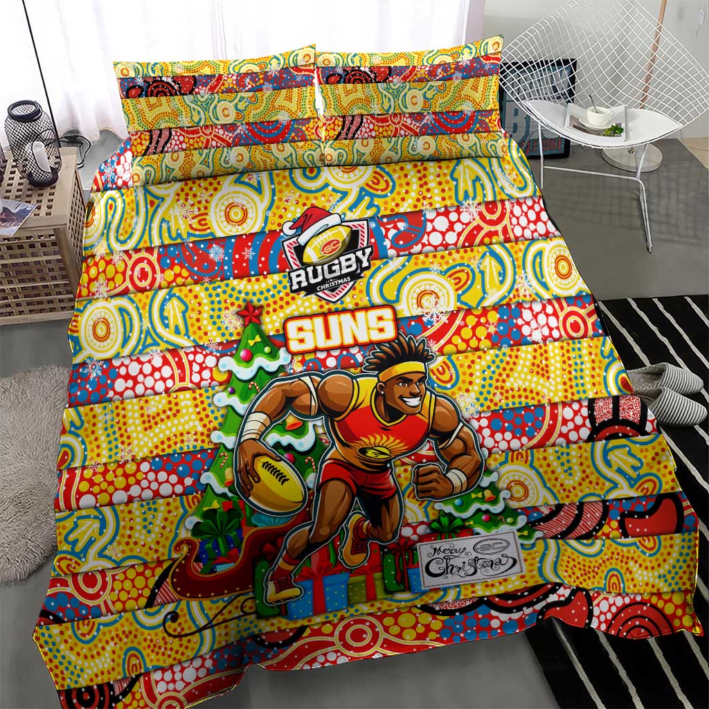 Suns Football Merry Christmas Bedding Set Indigenous Australian Art