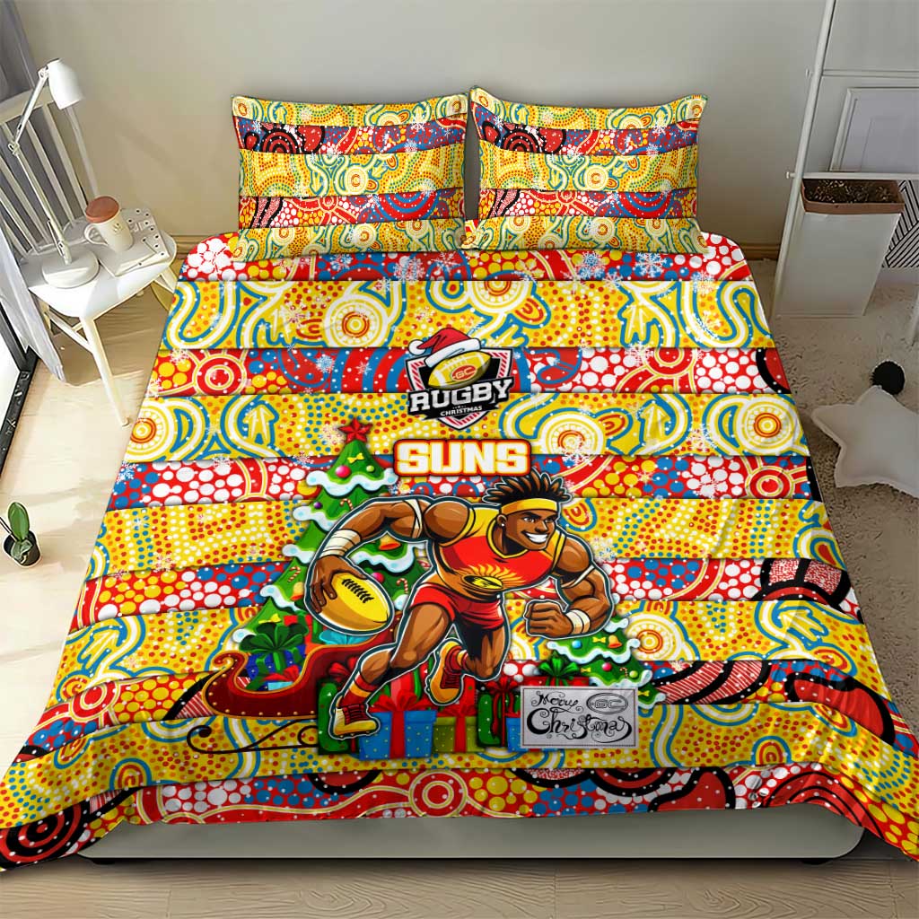 Suns Football Merry Christmas Bedding Set Indigenous Australian Art